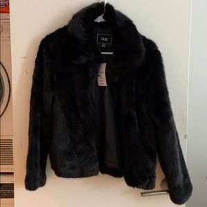 Faux fur black short jacket